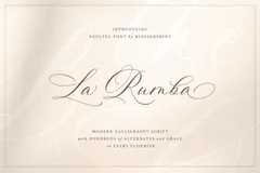 Elegant La Rumba handwritten calligraphy font with modern flourishes, perfect for wedding invitations and DIY designs.