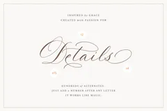 La Rumba modern script font with graceful alternates and swashes for wedding invitation and stationery designers.