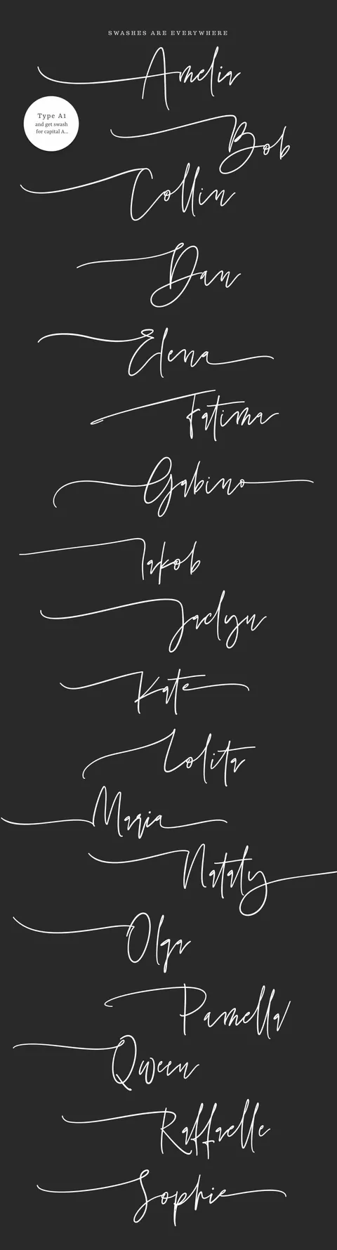 Names with long swashes, type with Fab.Style font by BlessedPrint