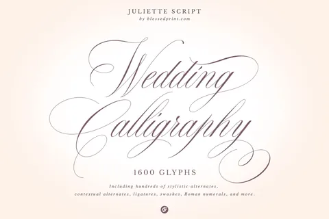 Juliette - Wedding calligraphy font by Blessed Print