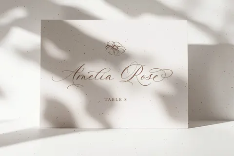 La Rumba cursive italic font by Blessed Print for wedding stationery, modern calligraphy, and branding.