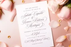 Wedding invitation created with Juliette font script by Blessed Print