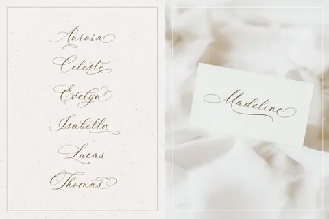 Blessed Print’s La Rumba font with flowing script, designed for wedding creatives and DIY printables.