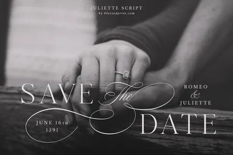 Save the Date, example by Blessed Print, Font: Juliette