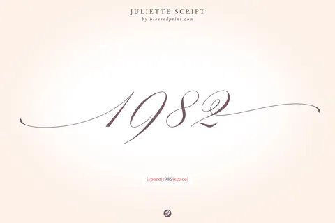 Long swashes for initial and final numbers: Juliette script