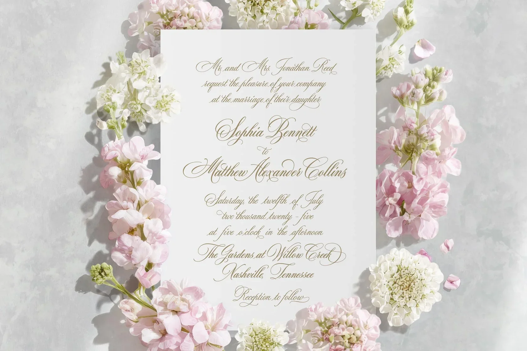 Flat Lay Mockup — wedding stationery collection
