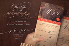 Opentype Penmanship, Mozart help file preview with numerous of alternates and swashes