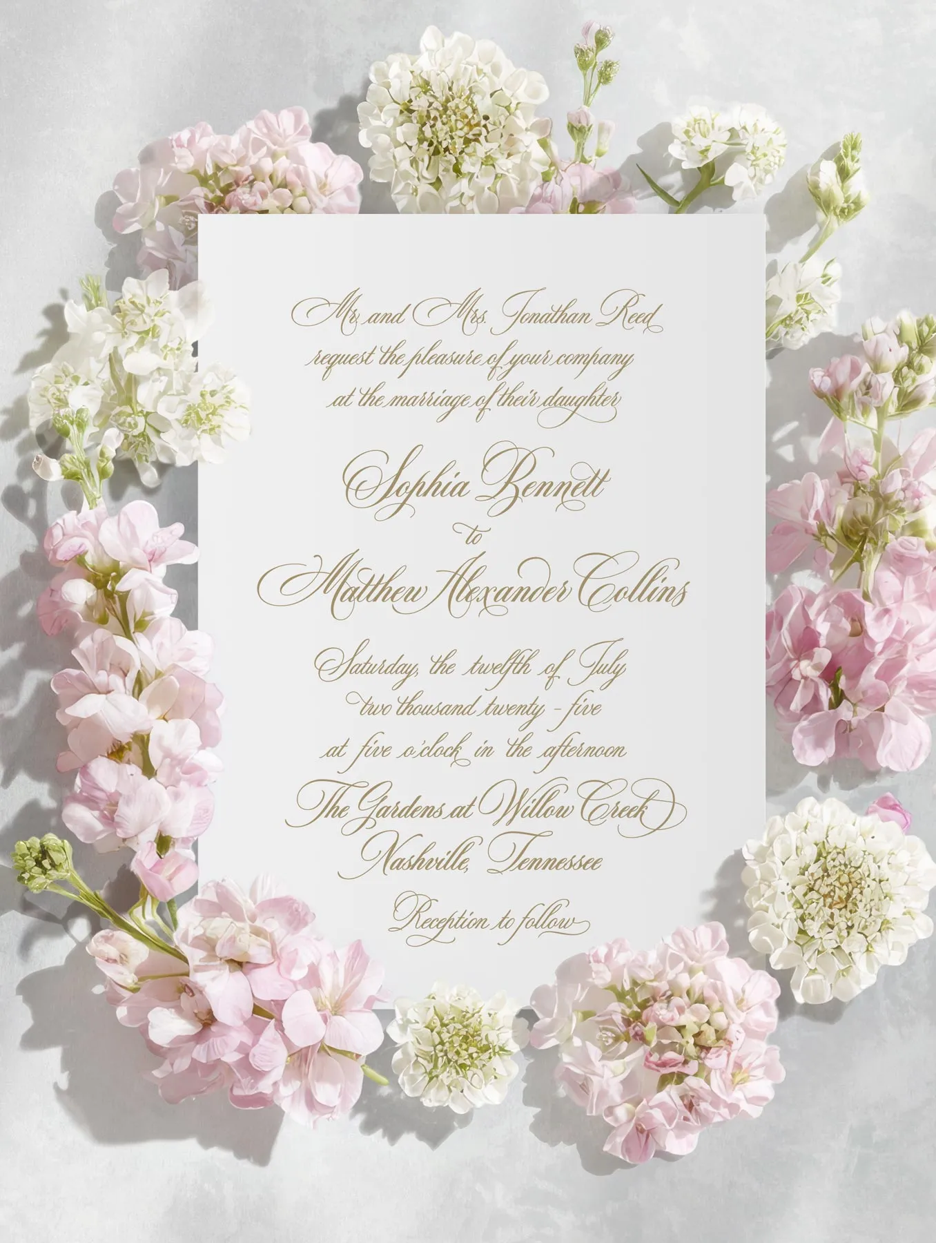 Flat lay wedding stationery scene — preview 2