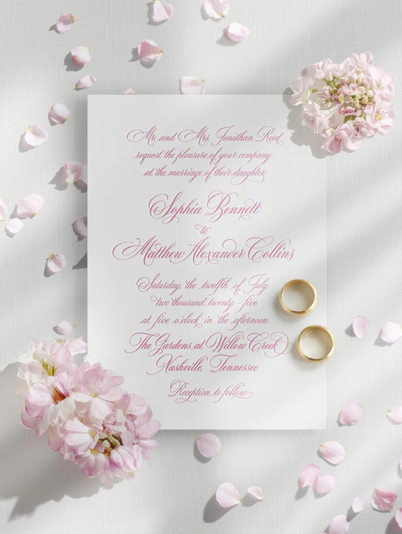 Flat lay wedding stationery scene — preview 7