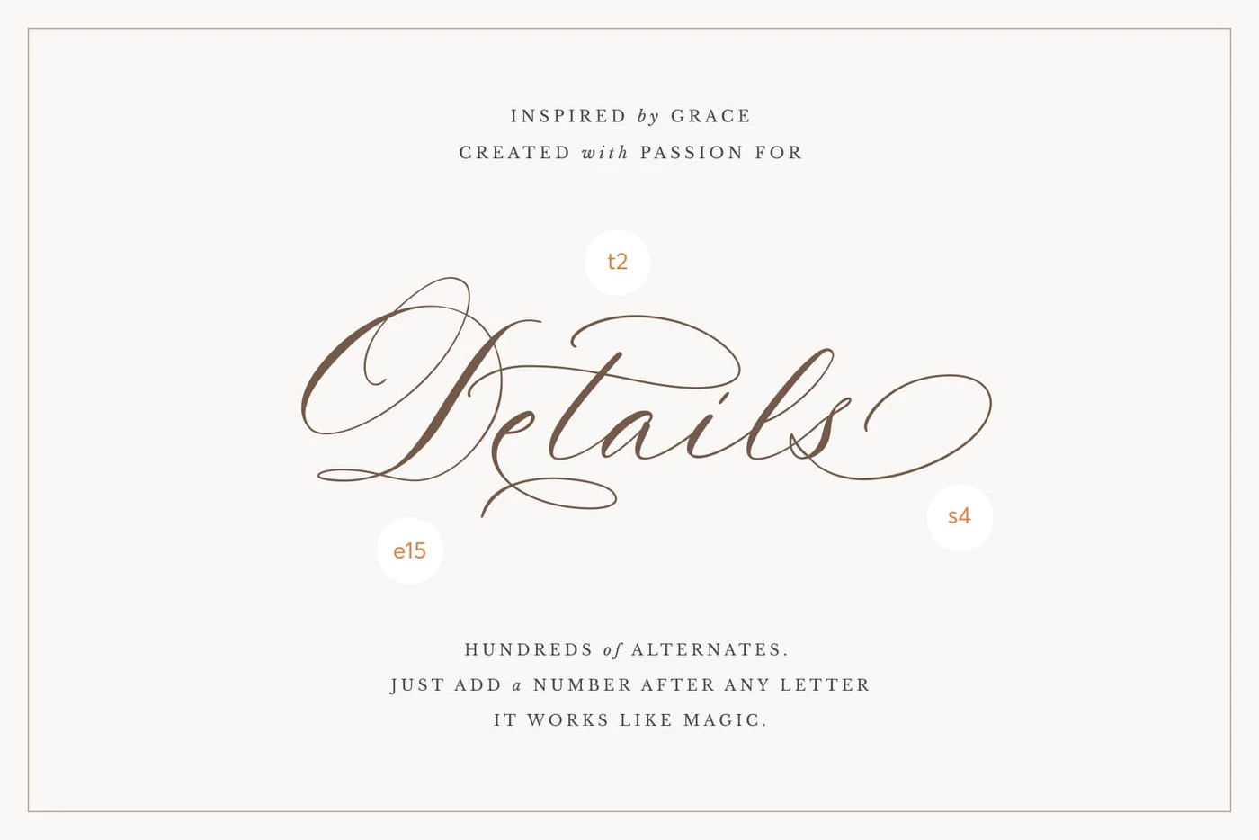 La Rumba modern script font with graceful alternates and swashes for wedding invitation and stationery designers.